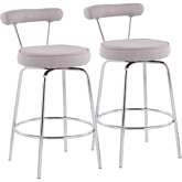 Rhonda 26" Counter Stool in Light Grey Fabric & Chrome (Set of 2)